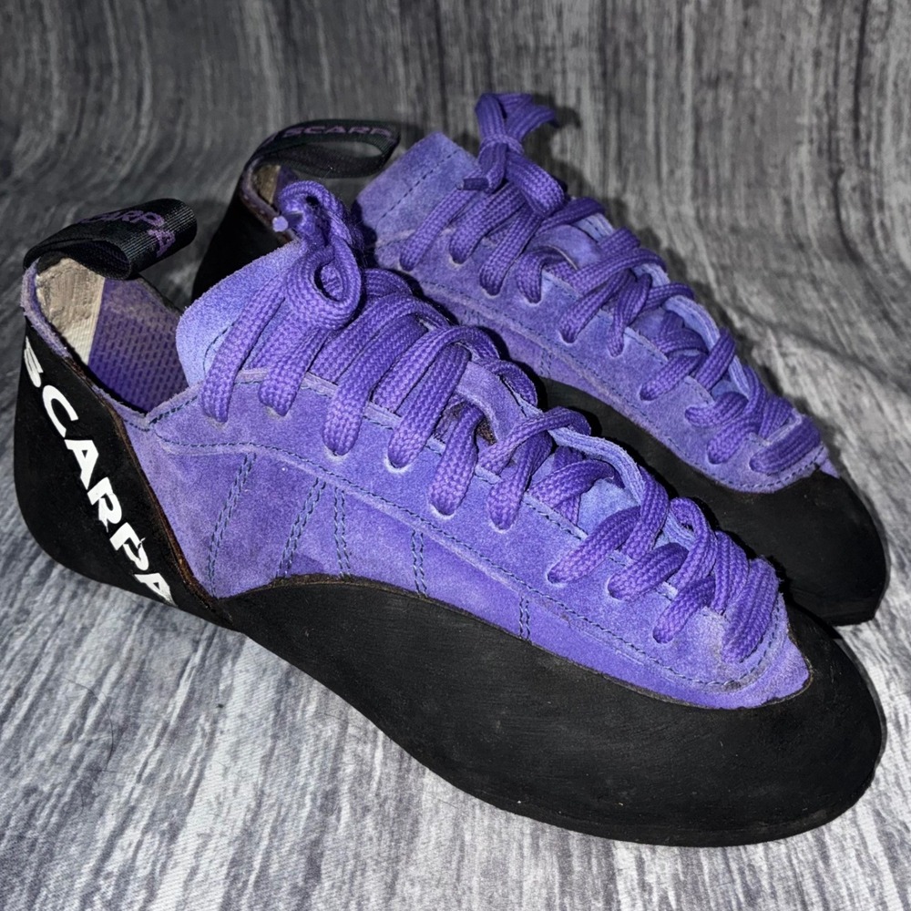 SCARPA Rock Climbing Lace Up Sued Purple Black Women Size EU 36 1/2 - Picture 2 of 13